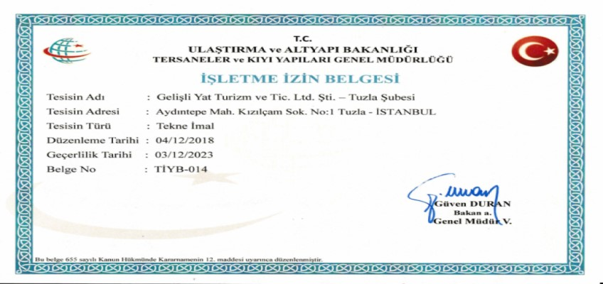 Gelişli Yat Tekne İmal Yeri İşletme İznini Armada Danışmanlık İş Birliği ile Aldı