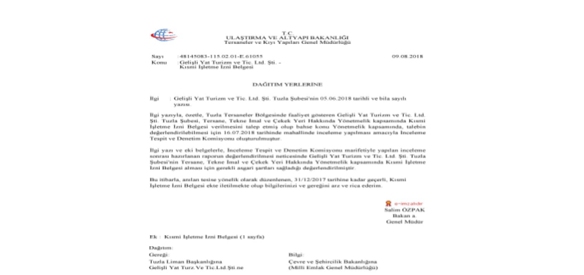 Gelişli Yat Tekne İmal Yeri İşletme İznini Armada Danışmanlık İş Birliği ile Aldı